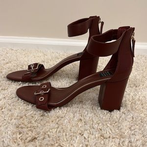 WHBM Sandal, Chunky Heel, Gold buckle